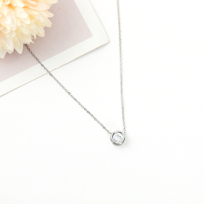 South Korea Dongdaemun Micro Inlaid Zircon Silver Sweet Clavicle Chain Simple Personality Fashion Ins Online Influencer Necklace Female