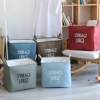 Tiktok Clothes Storage Basket Stall Storage Bag Cotton and Linen Cloth Storage Box Drawstring Storage Bag