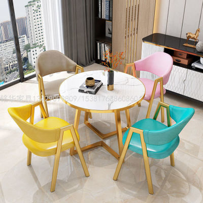  Nordic Negotiation Table Chair Combination Simple Milk Tea Shop Dessert Shop Modern Leisure Creative Reception Table