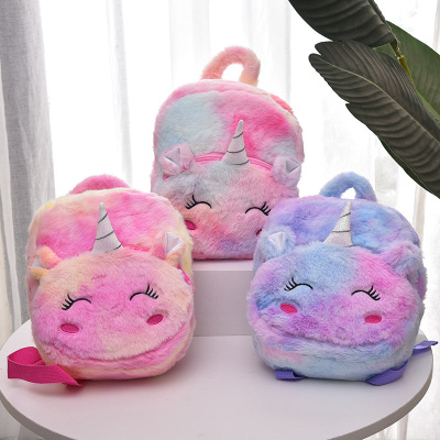 Japanese and Korean Unicorn Plush School Bag Cute Student Casual Storage Backpack Cartoon Children's Backpack in Stock
