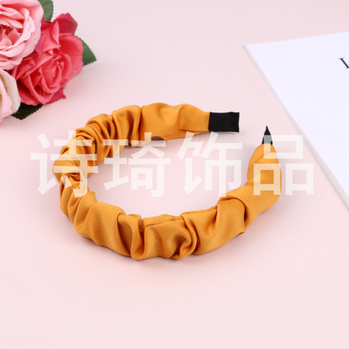 Japanese and Korean Style Satin Pleated Fabric Headband Ins Girl Simple All-Match Mori Headband Shiqi Jewelry Supply