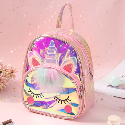 Unicorn Children's Backpack Girl's Little Princess Schoolbag Fantasy Laser Unicorn Backpack TPU Transparent Schoolbag