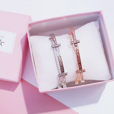 Korean Style Fashionable Simple Luxury English Letter Bracelet Student Bracelet Girl Bangle Bracelet Jewelry Birthday Gift