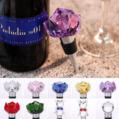 European-Style Crystal Wine Cork Bear Rose Vacuum Stopper Creative Sealing Plug Grape Wine Set Bottle Mouth Stopper