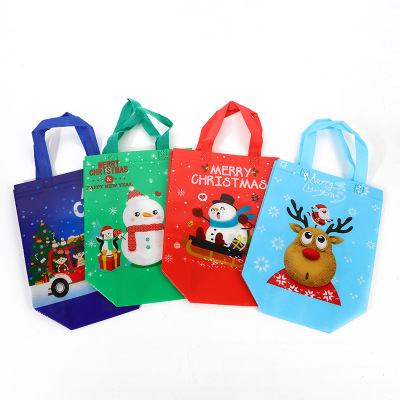 Cross-Border Christmas Packaging Bag Non-Woven Bag One-Time Molding Non-Woven Coated Gift Portable Shopping Bag Spot New