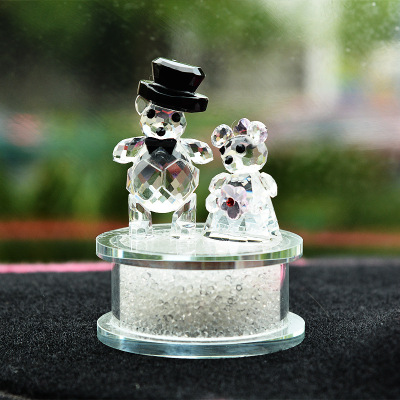 Car Crystal Crafts Decoration Wedding Bear Crystal Bottom Car Perfume Holder Decoration Decoration Gift