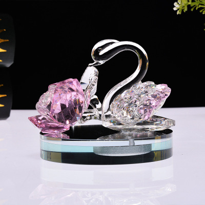 Car Supplies Wholesale Crystal Swan Perfume Dashboard Decoration Car Rose Crystal Decorative Ornaments
