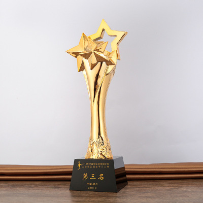 Factory Direct Supply Crystal Resin Trophy Made Licensing Authority Thumb Five-Pointed Star Metal Trophy Medal Wholesale