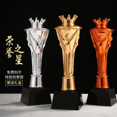 New Style Team Crown Resin Crystal Trophy Making Enterprise Annual Meeting Staff Competition Award Gift Wholesale
