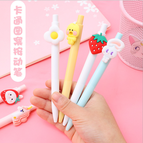 cartoon gel pen 0.5mm student press black signature pen