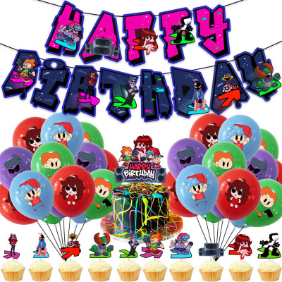 Friday Night Funk Birthday Party Banner Hanging Flag Balloon Cake Insert Set Friday Night Funking