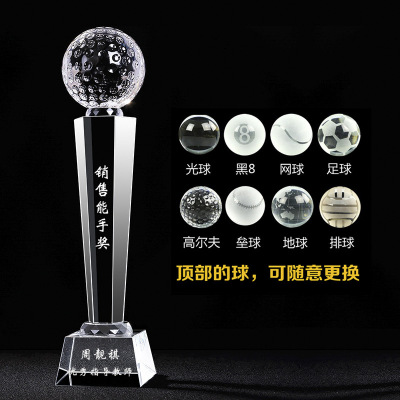 Crystal Trophy Medal Making Five-Pointed Star Thumb Basketball Metal Excellent Staff Annual Meeting Honor Award Trophy