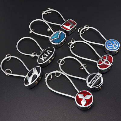 Creative Steel Wire Rope Car Logo Keychain Volkswagen Car Logo Key Pendants Key Ring 4S Store Advertising Gifts
