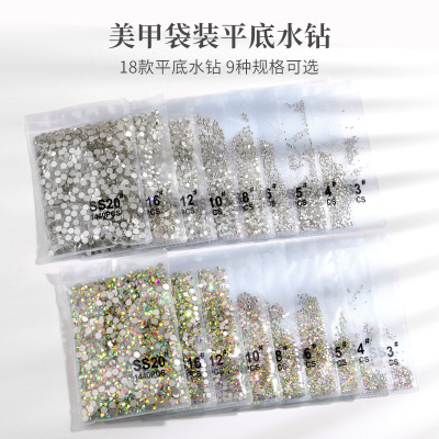 Exclusive for Cross-Border 1440 PCs AB Flat Bottom Rhinestone Transparent Nail Art round Glass Drill Nail Crystal Stick-on Crystals Nail Ornament