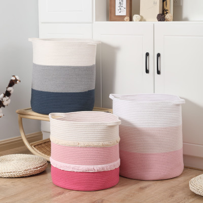 New Cotton Rope Storage Baskets Foldable Portable Japanese Linen Basket Toy Sundries Storage Folding Clothes Amazon