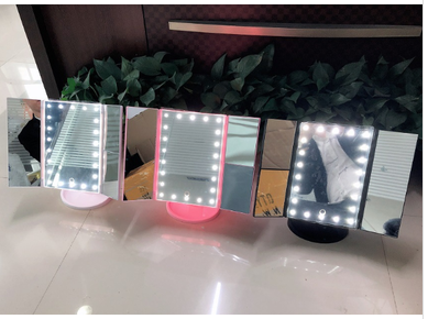 three-side folding mirror with light