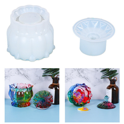Elation Epoxy Mold Crystal Glass Jar Storage Box Silicone Mold Amazon Resin Hot Push Ornament