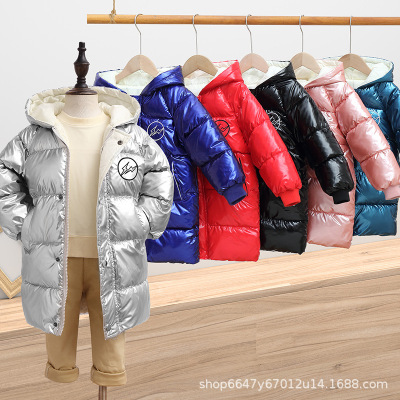 off-Season Children's down and Wadded Jacket Mid-Length Men's and Women's Coats Little Children's Clothing Thickened Korean Style Cotton-Padded Coat Autumn and Winter Padded Jacket