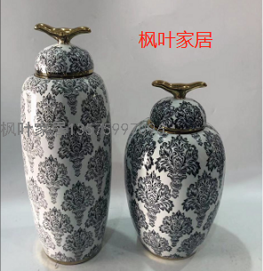Ceramic Antique Dragon Pattern Temple Jar Living Room Chinese Style with Lid Storage Large Floor Vase Decorative Ornament