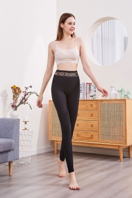 2021 Autumn and Winter New Velvet Nylon Composite Black Leggings Female High Waist Tight Slimming outside Wear High Elastic Skinny Pants