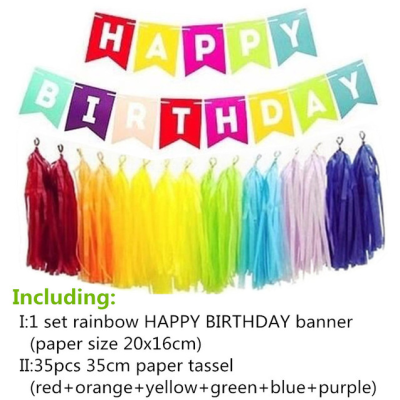 New Black English Happy Birthday Bronzing Fishtail Hanging Flag Package