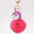 Pu Colorful Fur Ball Unicorn Keychain Automobile Hanging Ornament Women's Fashion Cartoon Luminous Plush Bag Hanging Ornaments