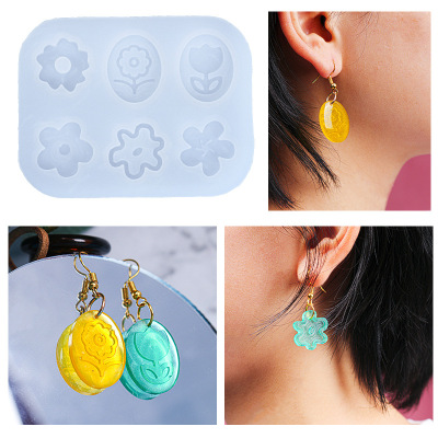 Epoxy Mold Flower Earrings Silicone Mold Amazon Hot Sale Candle Handmade Soap