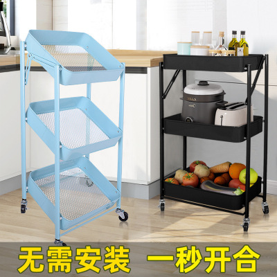 Living Room Trolley Rack Installation-Free Iron Kitchen Punch-Free Storage Rack Storage Cart Exclusive for Cross-Border