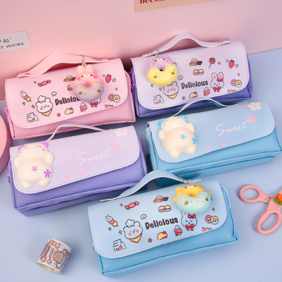 Korean Style Large Capacity Pencil Case Decompression Stationery Pack Simple Cartoon Creative Multifunctional Stationery