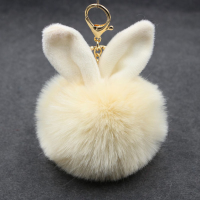 Plush Key Chain Pendant Cute Rabbit Ear Fuzzy Ball Pendant Imitation Fur Bag Accessories Hairy Ball Pendant