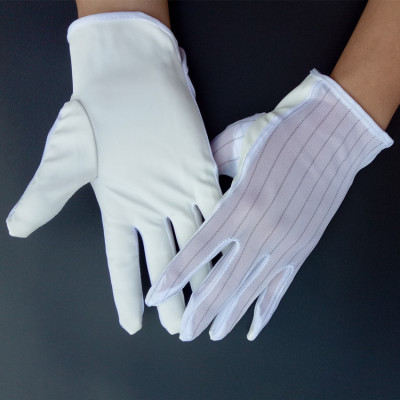 Anti-Static Pu Sulfur-Free Work Gloves Dust-Free Electronic Factory Gloves Anti-Static Beige Striped Labor Protection Pu