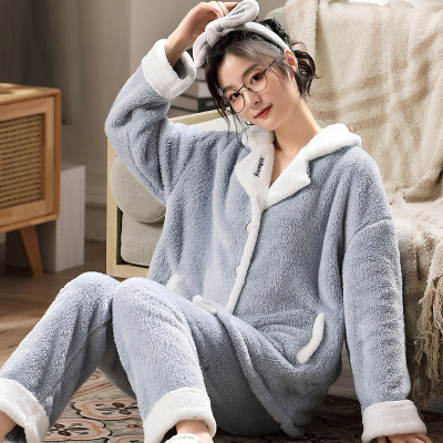 2021 Autumn and Winter New Flannel Cartoon Large Size Fleece Women's Coral Fleece Homewear Suit One Piece Dropshipping