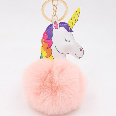 Unicorn Plush Bag Pendant Pu Simulation Fur Unicorn Key Chain Women's Wallet Accessories Gift Hanging Ornaments