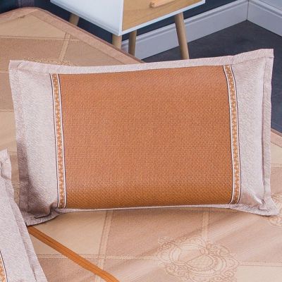 Summer New Square Corner Thickened Rattan Pillow Case Double-Sided Ice Silk Pillow Mat Wholesale Single Summer Sleeping Mat Pillow Pieces Factory Wholesale