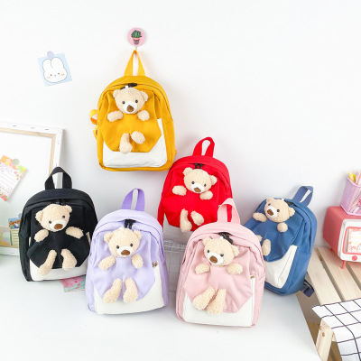 2021 New Children's Bags Cartoon Cute Ins Style Teddy Bear Rabbit Doll Backpack Kindergarten Backpack