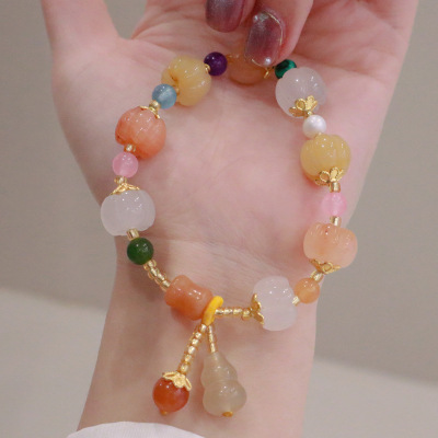 Bracelet Natural Jade Jinsi Jade Bulge Beads Pumpkin Beads Bracelet Topaz Gourd Bracelet for Women