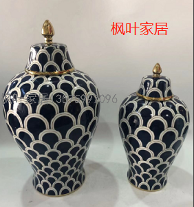 Ceramic Hat-Covered Jar Vase Decoration Chinese Style Dried Flower Arrangement in Living Room Countertop Hallway Creative Retro Tea Savings Bank