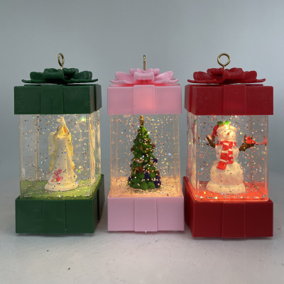 New Christmas Decorations Christmas Gift Bag Gift Box Onion Oil Lamp LED Luminous Crystal Ball Water Injection Ornaments