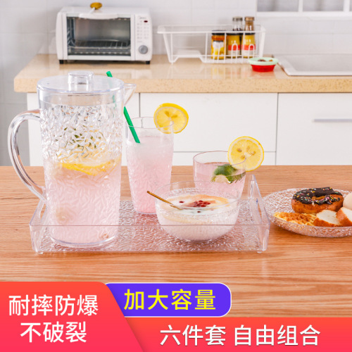 wholesale large capacity plastic cold water bottle ice crack set high temperature resistant tea making juice tea bowl water cup promotional gifts