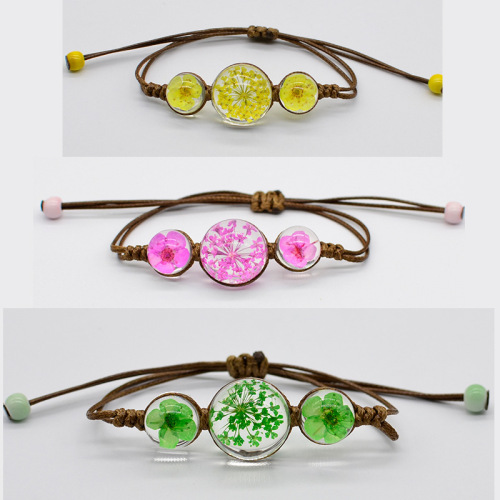 dried flower bracelet artistic pull lace flower butterfly starry sky ornament real plant fashion hand-woven sl79