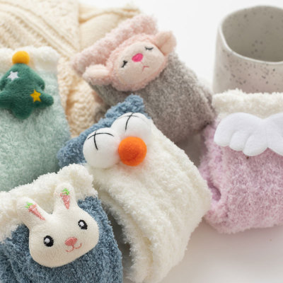 SocksCoral Fleece SocksFemale Ins Quirky Ideas Cartoon Cute Sweet Room SocksHome Thickened Korean Style SocksWinter