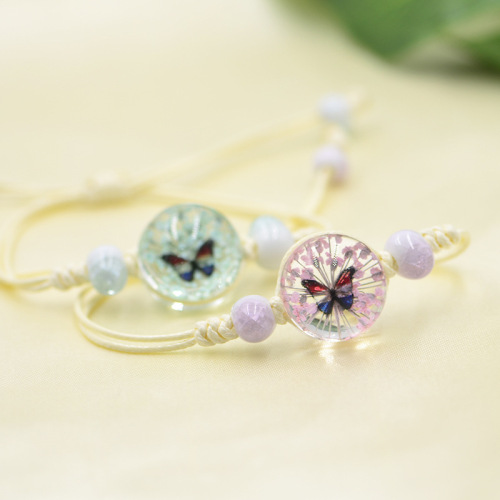 2021 woven dried flower bracelet lace flower simple jewelry mori style fresh preserved fresh flower stall supply girl