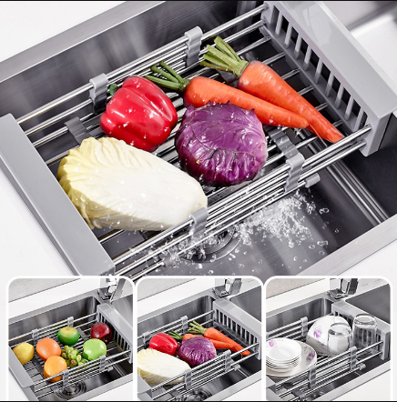 kitchen sink retractable drain basket