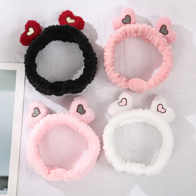 Cross-Border New Korean Style Cute Three-Dimensional Love Ear Hair Band Bath Headdress Face Wash Makeup Bandeau Headband Wholesale