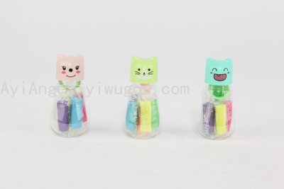 Cat Head Mushroom Bottle DIY Creative 3D Colored Clay Plasticene