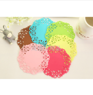 fashion lace hollow silicone cup mat color non-slip insulation mat