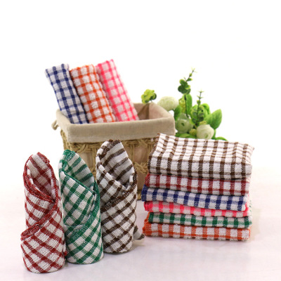 Plaid Small Tea Towel 28 * 40cm Polyester Cotton Napkin Wholesale Kitchen Napkin Towelette