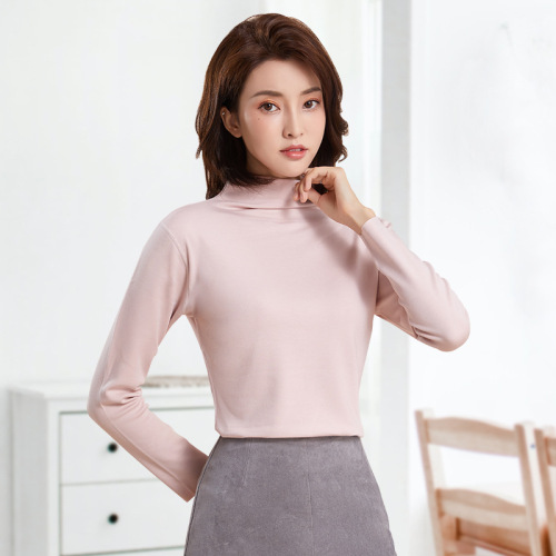 new de velvet thermal underwear women‘s half turtleneck plus velvet brushed bottoming shirt long sleeve plus size top wholesale