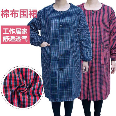 Cotton Button Dressing plus-Sized Extra Large Extra Thick Cotton Cloth Sleeved Apron Work Apron Female Household Cleaning Anti-Fouling