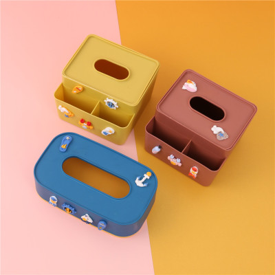 Creative Home Multi-Functional Tissue Box Desktop Tissue Box Living Room Restaurant and Tea Table Separated Remote Control Storage Box